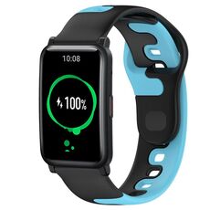 Per Honor Watch ES 20mm cinturino in silicone bicolore (nero + blu)