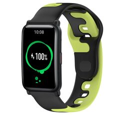 Per Honor Watch ES 20mm cinturino in silicone bicolore (nero + verde)