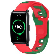 Per Honor Watch ES 20mm cinturino in silicone bicolore (rosso + verde)