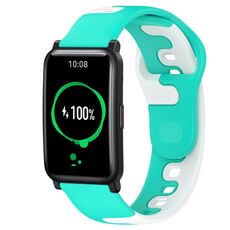 Per Honor Watch ES 20mm cinturino in silicone bicolore (ciano + bianco)