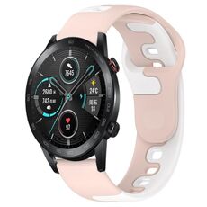Per Honor MagicWatch2 cinturino in silicone bicolore 42mm 20mm (rosa + bianco)
