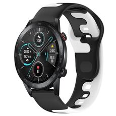 Per Honor MagicWatch2 cinturino in silicone bicolore 42mm 20mm (nero + bianco)