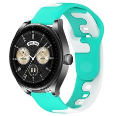 Per Huawei Watch Buds cinturino in silicone bicolore da 22 mm (ciano + bianco)