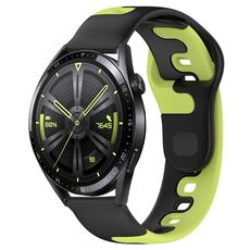 Per Huawei Watch GT3 46mm 22mm cinturino in silicone bicolore (nero + verde)