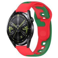 Per Huawei Watch GT3 46mm 22mm cinturino in silicone bicolore (rosso + verde)