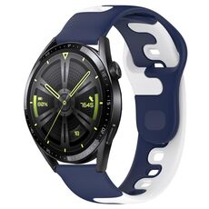 Per Huawei Watch GT3 46mm 22mm cinturino in silicone bicolore (blu + bianco)