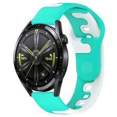 Per Huawei Watch GT3 46mm 22mm cinturino in silicone bicolore (ciano + bianco)
