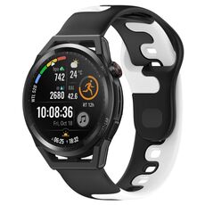 Per Huawei Watch GT Runner cinturino in silicone bicolore da 22 mm (nero + bianco)