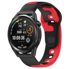 Per Huawei Watch GT Runner cinturino in silicone bicolore da 22 mm (nero + rosso)