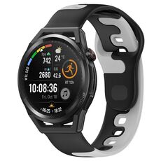 Per Huawei Watch GT Runner cinturino in silicone bicolore da 22 mm (nero + grigio)