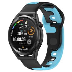 Per Huawei Watch GT Runner cinturino in silicone bicolore da 22 mm (nero + blu)