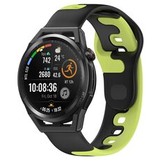 Per Huawei Watch GT Runner cinturino in silicone bicolore da 22 mm (nero + verde)