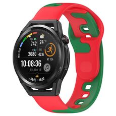 Per Huawei Watch GT Runner cinturino in silicone bicolore da 22 mm (rosso + verde)