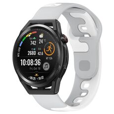 Per Huawei Watch GT Runner cinturino in silicone bicolore da 22 mm (grigio + bianco)