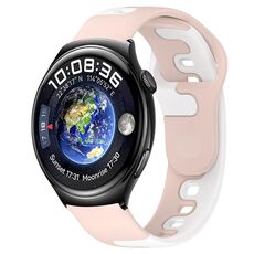 Per Huawei Watch 4 cinturino in silicone bicolore da 22 mm (rosa + bianco)