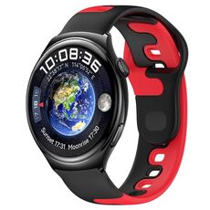 Per Huawei Watch 4 cinturino in silicone bicolore da 22 mm (nero + rosso)