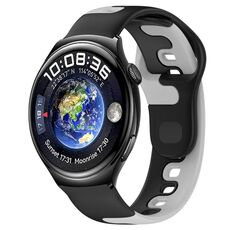 Per Huawei Watch 4 cinturino in silicone bicolore da 22 mm (nero + grigio)