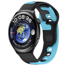 Per Huawei Watch 4 cinturino in silicone bicolore da 22 mm (nero + blu)