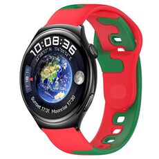 Per Huawei Watch 4 cinturino in silicone bicolore da 22 mm (rosso + verde)