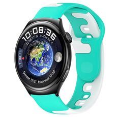 Per Huawei Watch 4 cinturino in silicone bicolore da 22 mm (ciano + bianco)
