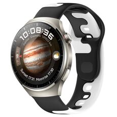Per Huawei Watch 4 Pro cinturino in silicone bicolore da 22 mm (nero + bianco)