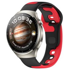 Per Huawei Watch 4 Pro cinturino in silicone bicolore da 22 mm (nero + rosso)