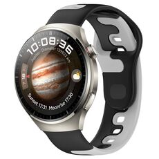 Per Huawei Watch 4 Pro cinturino in silicone bicolore da 22 mm (nero + grigio)