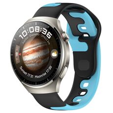 Per Huawei Watch 4 Pro cinturino in silicone bicolore da 22 mm (nero + blu)