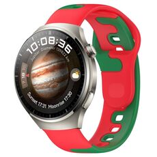 Per Huawei Watch 4 Pro cinturino in silicone bicolore da 22 mm (rosso + verde)