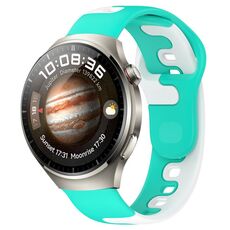 Per Huawei Watch 4 Pro cinturino in silicone bicolore da 22 mm (ciano + bianco)