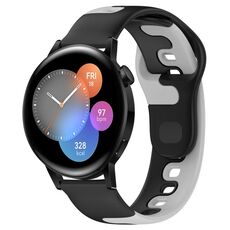 Per Huawei Watch 3 cinturino in silicone bicolore da 22 mm (nero + grigio)