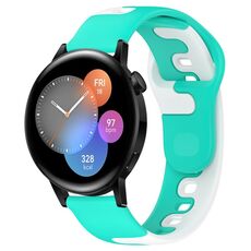 Per Huawei Watch 3 cinturino in silicone bicolore da 22 mm (ciano + bianco)