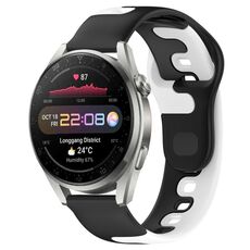 Per Huawei Watch 3 Pro cinturino in silicone bicolore da 22 mm (nero + bianco)