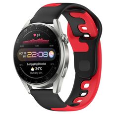 Per Huawei Watch 3 Pro cinturino in silicone bicolore da 22 mm (nero + rosso)