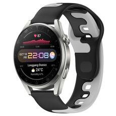 Per Huawei Watch 3 Pro cinturino in silicone bicolore da 22 mm (nero + grigio)