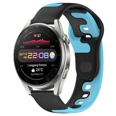 Per Huawei Watch 3 Pro cinturino in silicone bicolore da 22 mm (nero + blu)