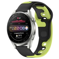 Per Huawei Watch 3 Pro cinturino in silicone bicolore da 22 mm (nero + verde)