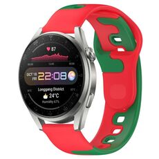 Per Huawei Watch 3 Pro cinturino in silicone bicolore da 22 mm (rosso + verde)