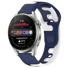 Per Huawei Watch 3 Pro cinturino in silicone bicolore da 22 mm (blu + bianco)