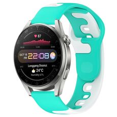 Per Huawei Watch 3 Pro cinturino in silicone bicolore da 22 mm (ciano + bianco)