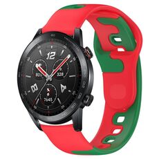 Per Honor Watch GS 3i cinturino in silicone bicolore da 22 mm (rosso + verde)