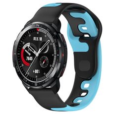 Per Honor Watch GS Pro 22mm cinturino in silicone bicolore (nero + blu)