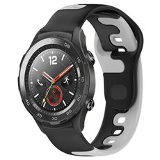 Per Honor Magic Watch 2 46mm 22mm cinturino in silicone bicolore (nero + grigio)