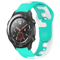 Per Honor Magic Watch 2 46mm 22mm cinturino in silicone bicolore (ciano + bianco)