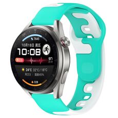 Per Huawei Watch 3 Pro Nuovo cinturino in silicone bicolore da 22 mm (ciano + bianco)