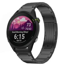 Per cinturino per orologio Garmin Forerunner 255 Music da 22 mm in lega di titanio a forma di I (nero)