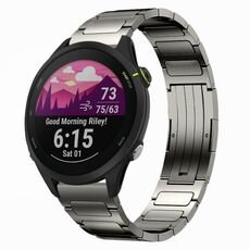 Per cinturino per orologio Garmin Forerunner 255 Music da 22 mm in lega di titanio a forma di I (grigio)