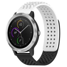 Per cinturino in silicone traspirante con punti 3D Garmin Vivoactive 3 con fori da 20 mm (bianco + nero)