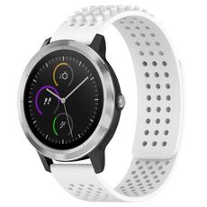 Per cinturino in silicone traspirante con punti 3D Garmin Vivoactive 3, fori da 20 mm (bianco)