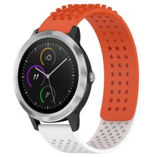 Per cinturino in silicone traspirante con punti 3D Garmin Vivoactive 3 con fori da 20 mm (arancione + bianco)